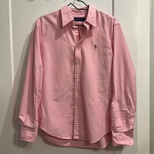 Ralph Lauren women’s oxford long-sleeved button down in pink. Size large.